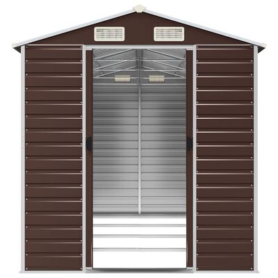 vidaXL Garden Shed Brown 191x385x198 cm Galvanised Steel