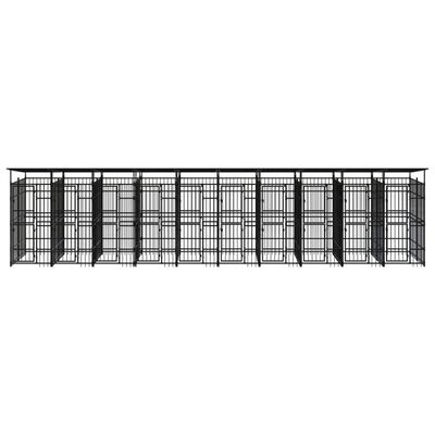 vidaXL Outdoor Dog Kennel with Roof Steel 18.43 m²