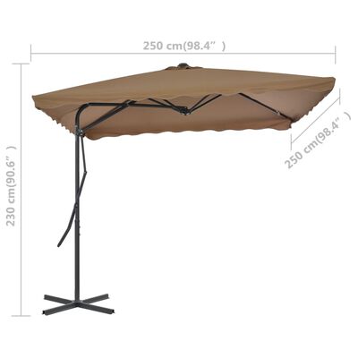 vidaXL Garden Parasol with Steel Pole 250x250 cm Taupe