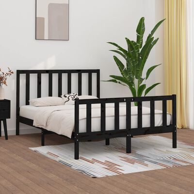 vidaXL Bed Frame without Mattress Black 135x190 cm Double Solid Wood