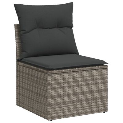 vidaXL 5 Piece Garden Sofa Set with Cushions Grey Poly Rattan