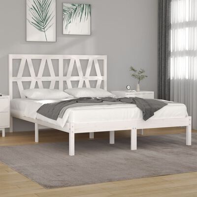 vidaXL Bed Frame White Solid Wood Pine 180x200 cm Super King Size