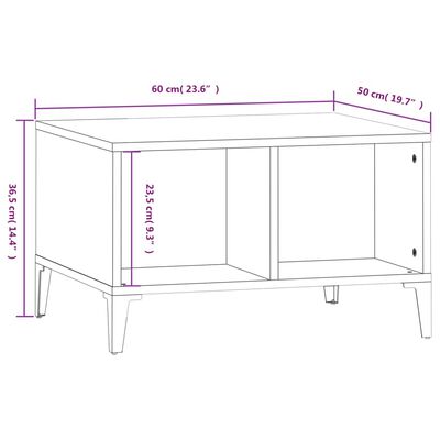 vidaXL Coffee Table White 60x50x36.5 cm Engineered Wood