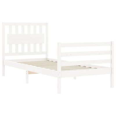 vidaXL Bed Frame without Mattress White Single Solid Wood