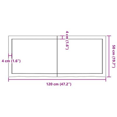 vidaXL Wall Shelf Dark Brown 120x50x(2-4) cm Treated Solid Wood Oak