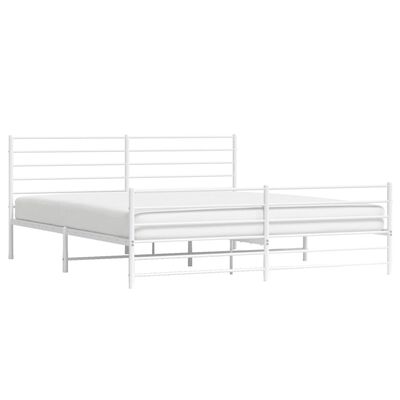 vidaXL Metal Bed Frame without Mattress with Footboard White 180x200 cm Super King