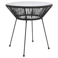 vidaXL Garden Dining Table Black Ø70x74 cm Rattan and Glass