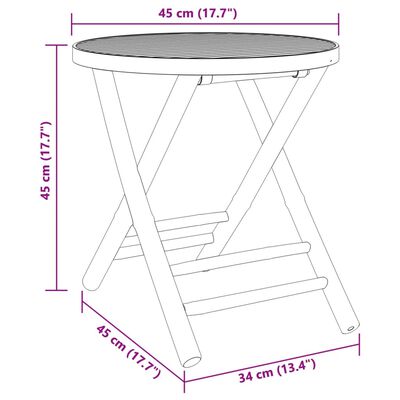 vidaXL Folding Garden Table Ø45x45 cm Bamboo