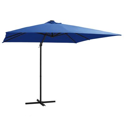 vidaXL Cantilever Garden Parasol with LED lights and Steel Pole 250x250 cm Azure Blue