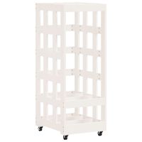 vidaXL Log Holder with Wheels White 40x49x110 cm Solid Wood Pine