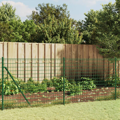 vidaXL Wire Mesh Fence with Spike Anchors Green 0.8x25 m