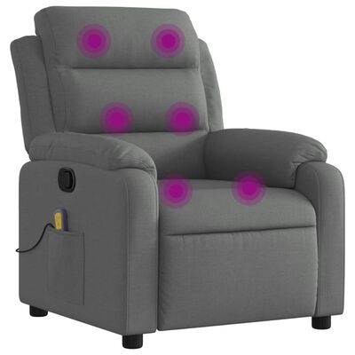 vidaXL Massage Recliner Chair Dark Grey Fabric