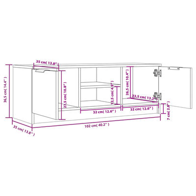 vidaXL TV Cabinet Brown Oak 102x35x36.5 cm Engineered Wood