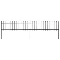 vidaXL Garden Fence with Spear Top Steel 3.4x0.6 m Black