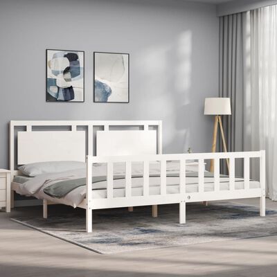 vidaXL Bed Frame without Mattress White Solid Wood Pine