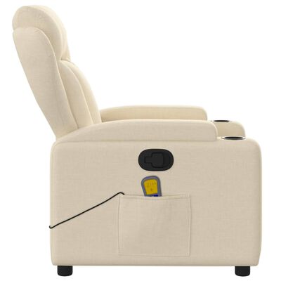 vidaXL Massage Recliner Chair Cream Fabric