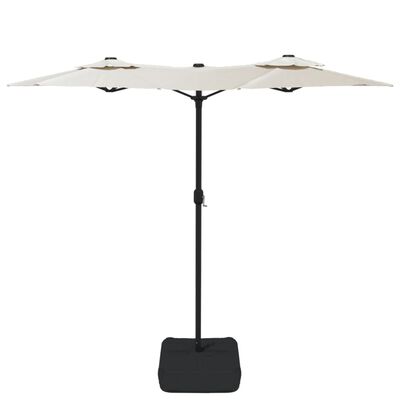 vidaXL Double-Head Garden Parasol with LEDs Sand White 316x240 cm