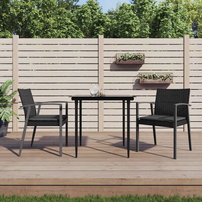 vidaXL 3 Piece Garden Dining Set with Cushions Poly Rattan and Steel