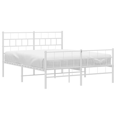 vidaXL Metal Bed Frame without Mattress with Footboard White 135x190 cm Double