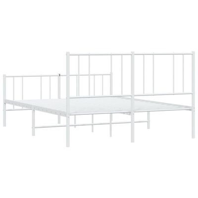 vidaXL Metal Bed Frame without Mattress with Footboard White 135x190 cm Double