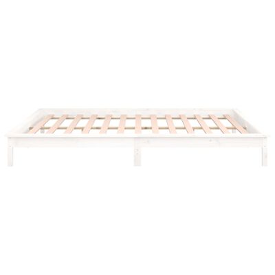 vidaXL LED Bed Frame without Mattress White 135x190 cm Double Solid Wood