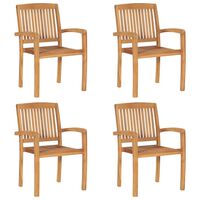 vidaXL Stacking Garden Chairs 4 pcs Solid Teak Wood