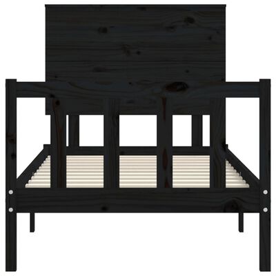 vidaXL Bed Frame without Mattress Black Single Solid Wood Pine