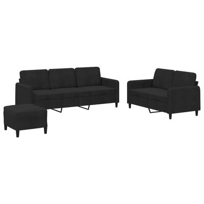 vidaXL 3 Piece Sofa Set Black Velvet