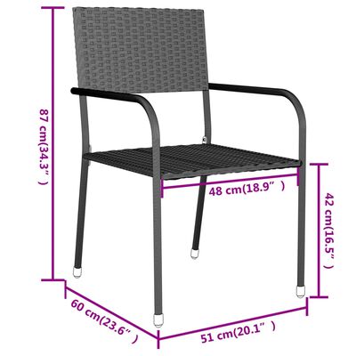 vidaXL 3 Piece Garden Dining Set Poly Rattan Grey