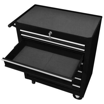 vidaXL Workshop Tool Trolley with 7 Drawers Black