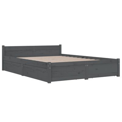 vidaXL Bed Frame without Mattress with Drawers Grey King Size