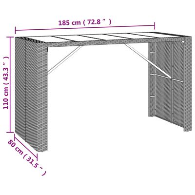 vidaXL 9 Piece Garden Bar Set with Cushions Black Poly Rattan