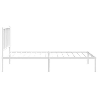 vidaXL Metal Bed Frame without Mattress with Headboard White 90x190 cm Single