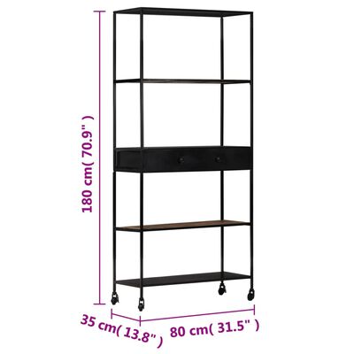 vidaXL Book Cabinet 80x35x180 cm Rough Mango Wood & Iron