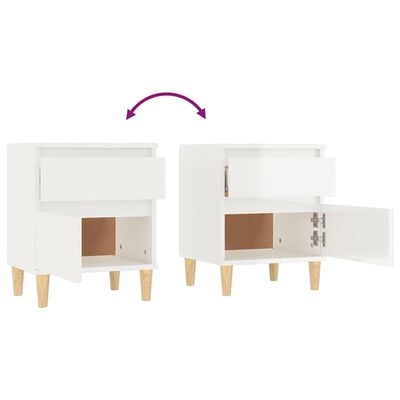 vidaXL Bedside Cabinet High Gloss White 40x35x50 cm