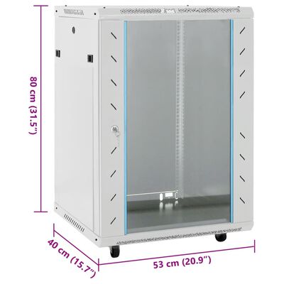 vidaXL 15U Network Cabinet 19" IP20 Grey 53x40x80 cm