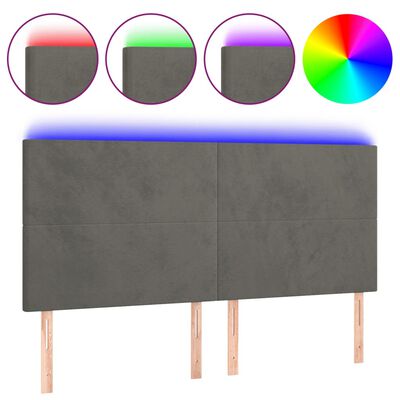 vidaXL LED Headboard Dark Grey 200 cm Velvet