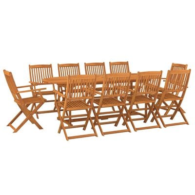 vidaXL 11 Piece Garden Dining Set 220x90x75 cm Solid Wood Acacia