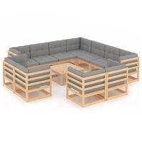 vidaXL 12 Piece Garden Lounge Set with Cushions Solid Pinewood