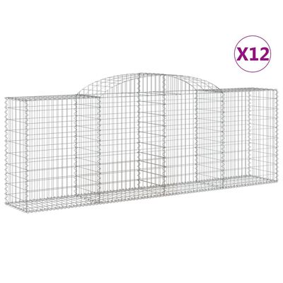 vidaXL Arched Gabion Baskets 12 pcs 300x50x100/120 cm Galvanised Iron