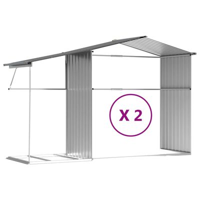 vidaXL Garden Shed Grey 277x279x179 cm Galvanised Steel