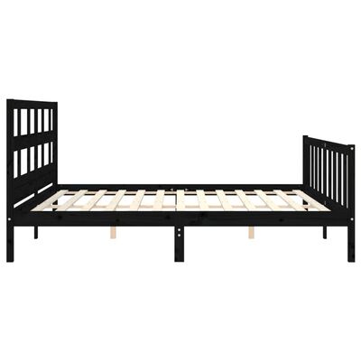 vidaXL Bed Frame without Mattress Black Super King Size Solid Wood Pine