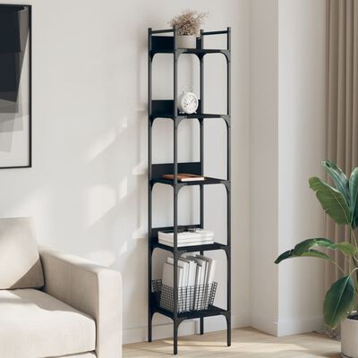 vidaXL Bookshelf 5-Tier Black 35x30x174 cm Engineered Wood