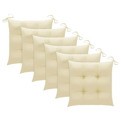 vidaXL Garden Chairs with Cream White Cushions 6 pcs Solid Teak Wood