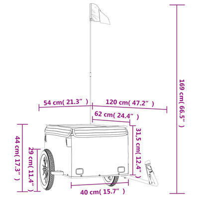 vidaXL Bike Trailer Black and Grey 30 kg Iron
