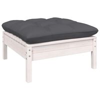 vidaXL Garden Footstool with Anthracite Cushion White Solid Pinewood