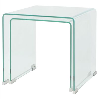 vidaXL Two Piece Nesting Table Set Tempered Glass Clear