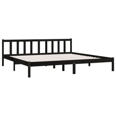 vidaXL Bed Frame without Mattress Black Solid Wood Super King Size