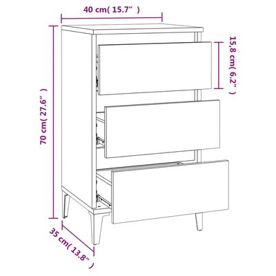 vidaXL Bedside Cabinet Brown Oak 40x35x70 cm Engineered Wood