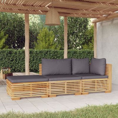 vidaXL 3 Piece Garden Lounge Set with Cushions Solid Wood Teak